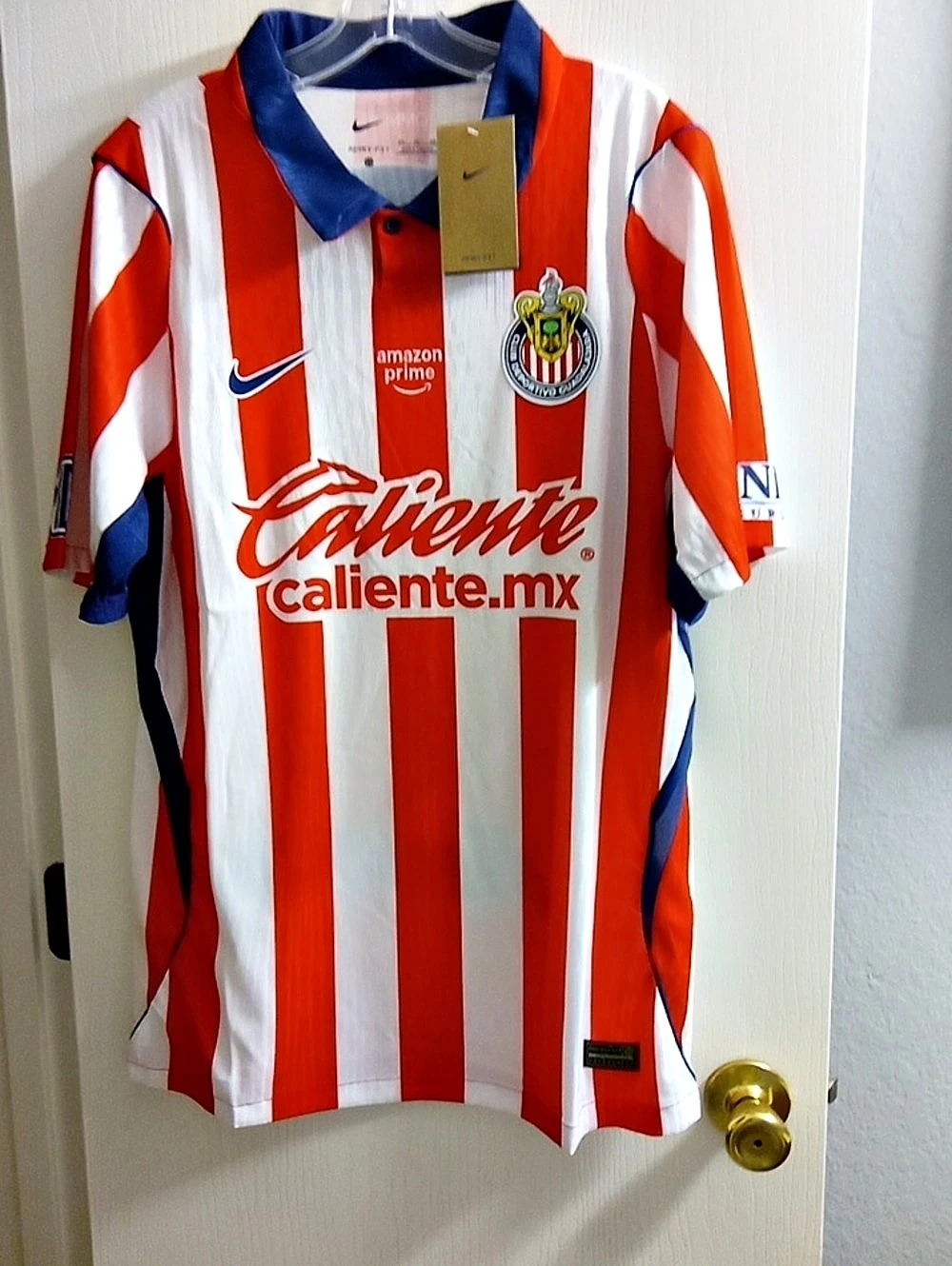 Nike Chivas de Guadalajara soccer jersey Striped Soccer Jersey in Red & White